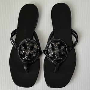 Tory Burch Jeweled Miller Sandals Perfect Black, 9.5